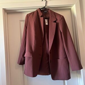 Express Burgundy Boyfriend Blazer - Size L